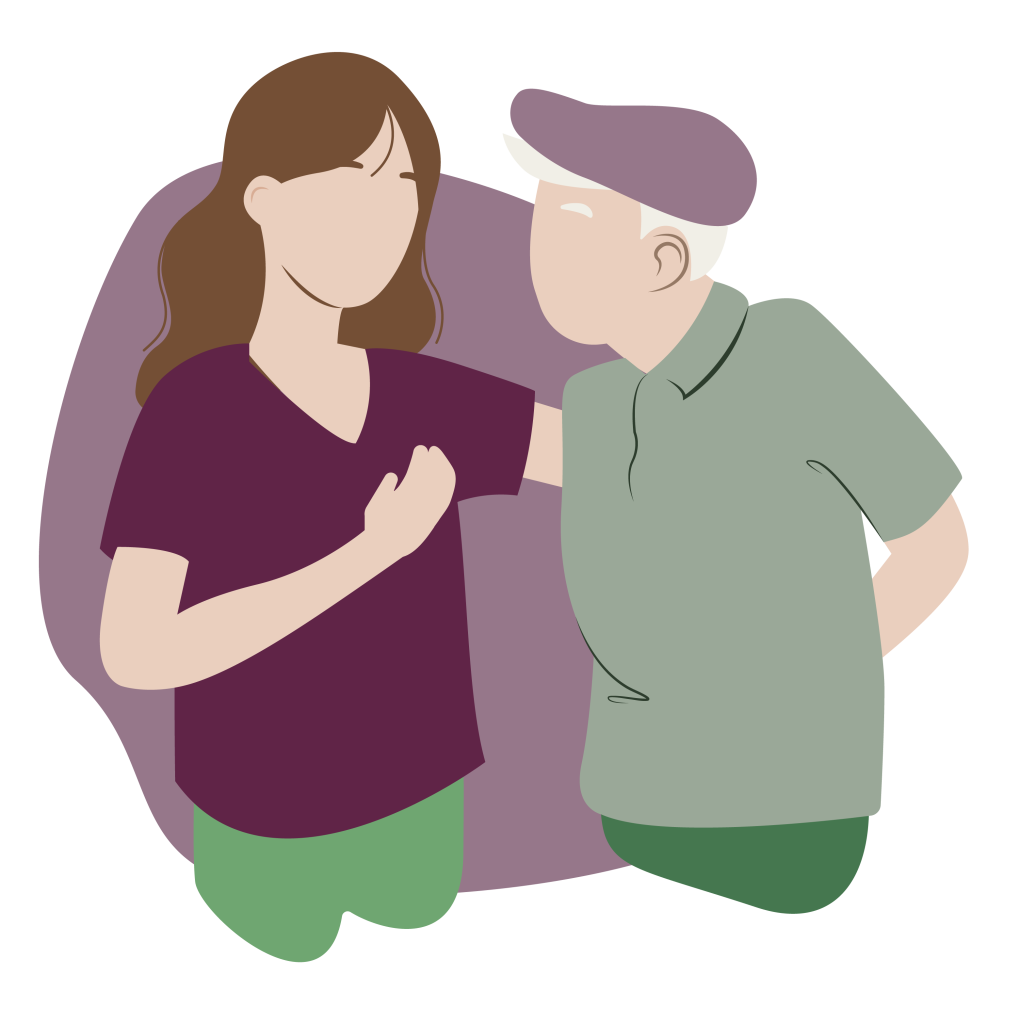 Junge Person redet mit einer alten Person – Optimale Pflege
